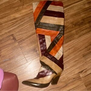 Tory Burch Colorful Patchwork Heeled Boots